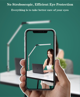Lampe de bureau moderne à abat-jour détachable, lampe de table LED électrique simple avec bras pliable et pince/base, éclairage flexible à large angle