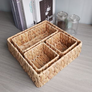 Handmade Japanese Straw <b>Woven</b> Storage <b>Basket</b> Rectangle Multi Compartment Kitchen Seasoning Organizer Storage <b>Baskets</b> RD233085 - Product Image 3