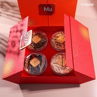 Boîte cadeau universelle rouge en acrylique de style chinois à double porte avec estampage à chaud de l'étiquette premium pour les quatre trésors et compléments de santé