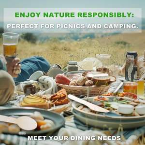 Couverts jetables en bois biodégradables et écologiques comprenant cuillère, fourchette et couteau - Product Image 2