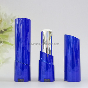 Tubes de Rouge à Lèvres en Plastique de Luxe, Logo Personnalisé, Marque Privée, OEM, Tubes Vides Bleus Biseautés pour Rouge à Lèvres - Product Image 1