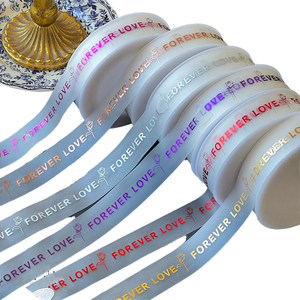 Cinta de Regalo de Poliéster Esmerilado Semitransparente con Diseño Floral para Decoración de Ramos de Boda China, Amor Eterno - Product Image 1