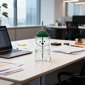 Vasos <span class=keywords><strong>de</strong></span> Vidrio con Forma <span class=keywords><strong>de</strong></span> Oso <span class=keywords><strong>de</strong></span> Peluche, Lindos Vasos <span class=keywords><strong>de</strong></span> Dibujos Animados para Café, Jugos, Té y Leche para Uso en Restaurantes - Product Image 6