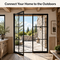Porte double vitrée noire à cadre fin, style français, avec 6 panneaux, pour mur, intérieur et extérieur, patio, entrée de maison moderne ou rustique de style américain