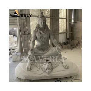Groothandel Custom Tempel Tuin Decor Hindu God Shiva Standbeeld Christus Grote Heer Shiva Marmeren Beeld Sculptuur