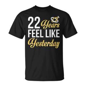 T-shirt « Marriage 22 Years Feel Like Yesterday » pour couple, cadeau d'anniversaire - Product Image 2