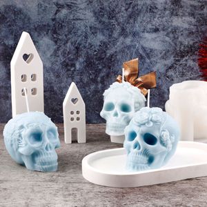 3D Skull Scented Candle Silicone Mold Halloween Decorative Plaster Ornament Mold Customizable Shape <b>DIY</b> Candle Making <b>Kit</b> - Product Image 3