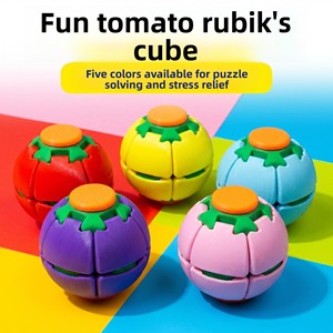 Balle anti-stress amusante en forme de <span class=keywords><strong>tomate</strong></span> imprimée en 3D, jouet rotatif pour les doigts, décompression par pression et rotation, décoration de bureau créative pour tous - Product Image 2