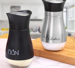 Salero y pimentero de gran oferta, Salero y pimentero con fondo de vidrio de 120ml con tapa de acero inoxidable para mesa de cocina - Product Image 2