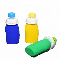 Bouteille en silicone réutilisable, de 101 à 200ml, pour nourriture de bébé, avec pochette à bec, eau