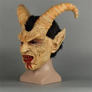 Máscara de látex Krampus Demon para hombre, película Cosplay, cuerno de oveja, cubierta de cabeza de <span class=keywords><strong>diablo</strong></span> para fiesta de Halloween, vestido de terror, máscaras de demonio <span class=keywords><strong>Lucifer</strong></span> - Product Image 5