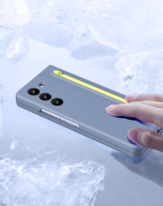 Funda de sensación táctil de piel galvanizada para Samsung <span class=keywords><strong>Galaxy</strong></span> <span class=keywords><strong>Z</strong></span> <span class=keywords><strong>Fold</strong></span> 5 <span class=keywords><strong>4</strong></span>, funda plegable sin huellas dactilares con película de vidrio frontal - Product Image 6