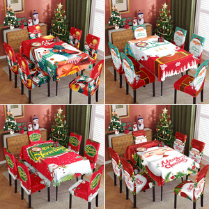 Maßgefertigtes Modernes Bedrucktes Cartoon-Weihnachtsdekorations-Set Tischdecke Stuhlhussen Wasserdichtes Polyester Elastische Stuhlbezüge - Product Image 2