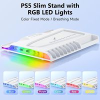 Pour PS5 SLIM Controller Base avec double fonction de charge P5SLIM Console Base de refroidissement mince ventilateur disque support de stockage pour les jeux