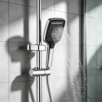 Système de douche en laiton chromé poli, multi-modes, avec douchette à effet pluie, kit complet mural pour salle de bain