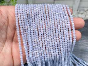 ลูกปัดหินอาเกตสีน้ำเงินธรรมชาติทรงกลมเรียบ ขนาด 2 มม. 3 มม. 4 มม. 6 มม. สำหรับทำเครื่องประดับ - Product Image 2