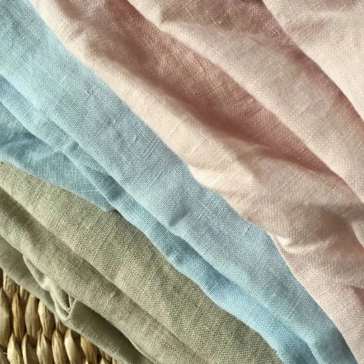 High quality natural eco friendly 100% pure 280cm width summer dressmaking soft lightweight plain color wash french hemp fabric