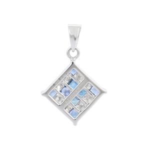 Pendentif solitaire fait à la main en or blanc massif 18 carats pierre précieuse diamant saphir bleu carré à la mode pour les fêtes bijoux fins - Product Image 4