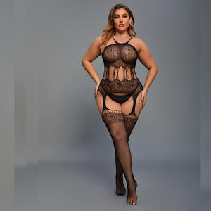 Body en maille sexy sans entrejambe pour femmes, body grande taille, lingerie hautement extensible - Product Image 6