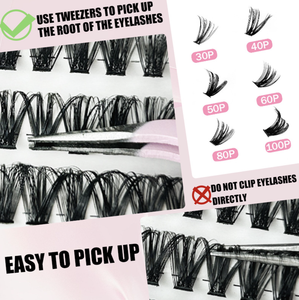 Customizable DIY <b>Cluster</b> <b>Lashes</b> Private Label Faux Mink Matte Pre-Cut Cruelty-Free Professional OEM/ODM <b>Extension</b> Kit Eyelashes - Product Image 1