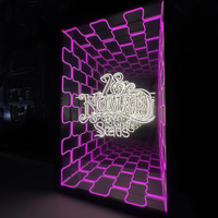 Enseigne néon 3D personnalisable à effet infini, miroir abyssal en acrylique LED pour publicité extérieure, enseigne néon sur mesure