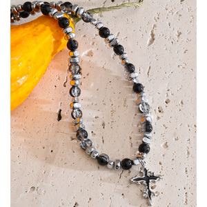 JINYOU 5723 Collana in Stile Hip Hop Rock con Estetica Scura, Ciondolo a Croce in Acciaio Inossidabile con Pietra Naturale per Uomo - Product Image 4