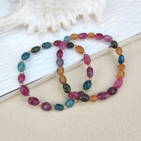 Cuentas de piedra natural colorida turmalina Jade chapado en oro espaciador cuentas redondas de cristal joyería de moda pulseras de cuarzo de piedras preciosas