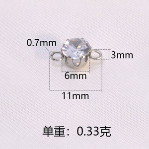 Crystal Zirconia Pendant 6mm Round Stainless Steel Prong Holder DIY Jewelry Accessories Charms for <b>Bracelet</b> Necklace - Product Image 2