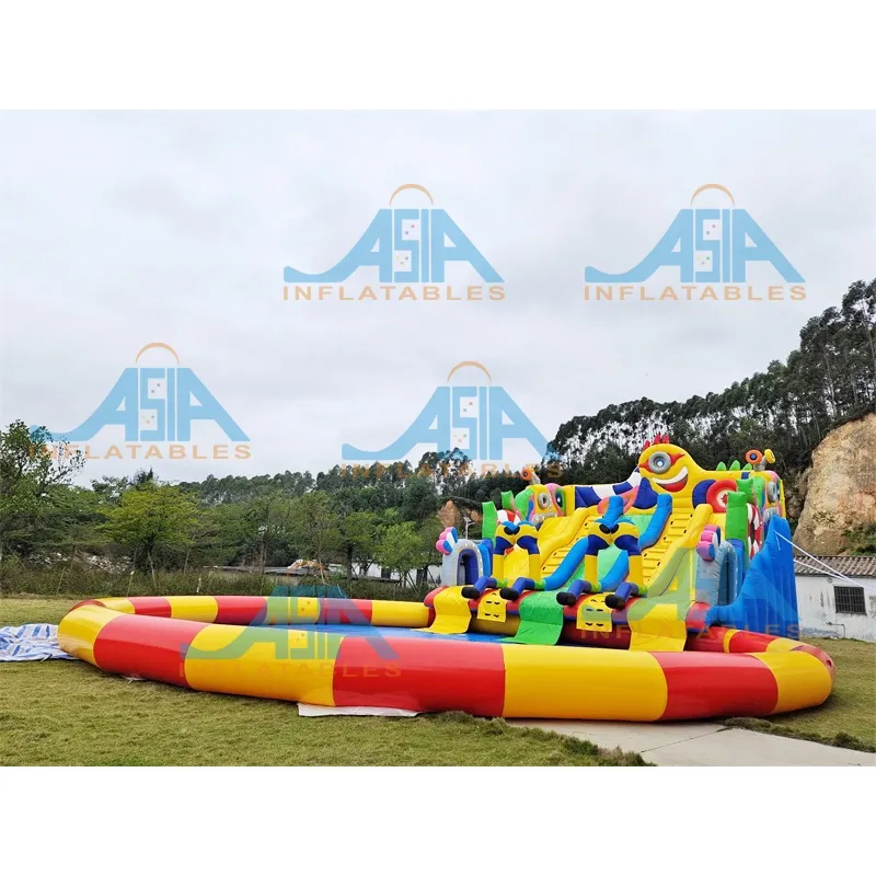 Commercial Big Inflatable Water Slide Park , Popular Style Inflatable Amusement Water Park On Land