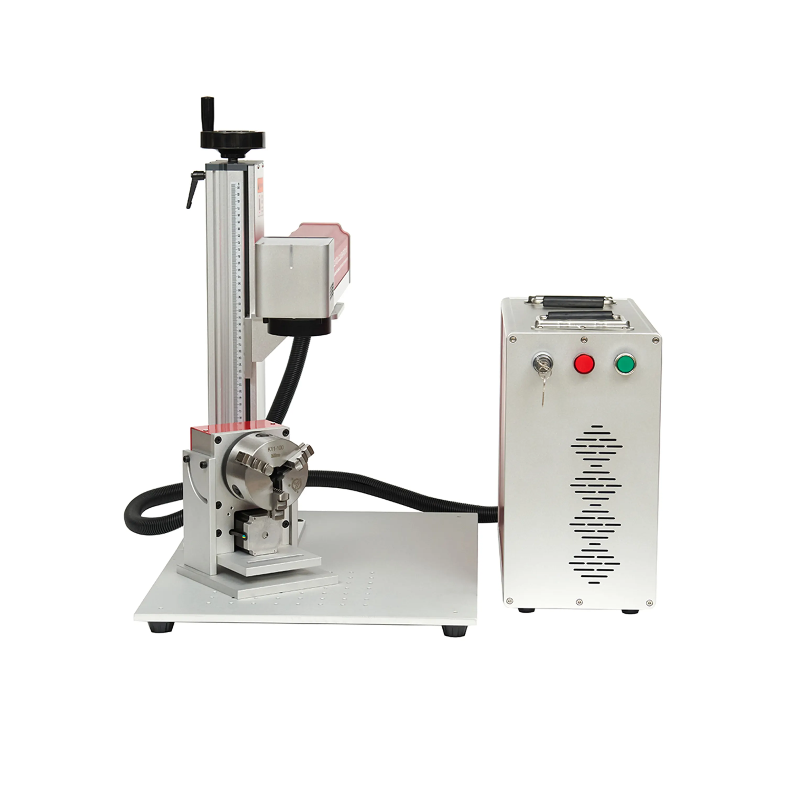 Bird pigeon ring desktop portable split fiber laser marking machine 20w 30w 50w with rotary