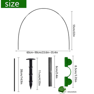 Garden Hoop Set for Row Cover Rust-proof Fiberglass Greenhouse Hoops with Clips and Stakes for Garden Netting Frost <b>Blanket</b> - Product Image 2