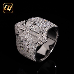 Factory IGI Certified Lab Grown Diamond <b>Cross</b> <b>Ring</b> Full Micro Pave Diamond Jewelry Custom Service 925 <b>Silver</b> <b>Cross</b> Women <b>Ring</b> - Product Image 3