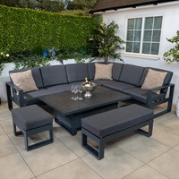 Ensemble de canapés d'extérieur en forme de L à montage rapide, canapé de balcon avec ottoman, canapé d'angle de jardin avec table foyer