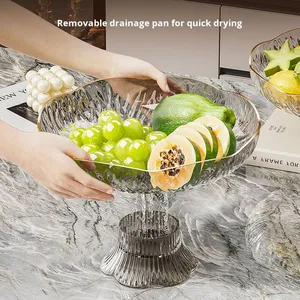 <span class=keywords><strong>Assiette</strong></span> à fruits élégante en plastique de luxe avec égouttoir pour table de salon et rangement de collations - Product Image 4
