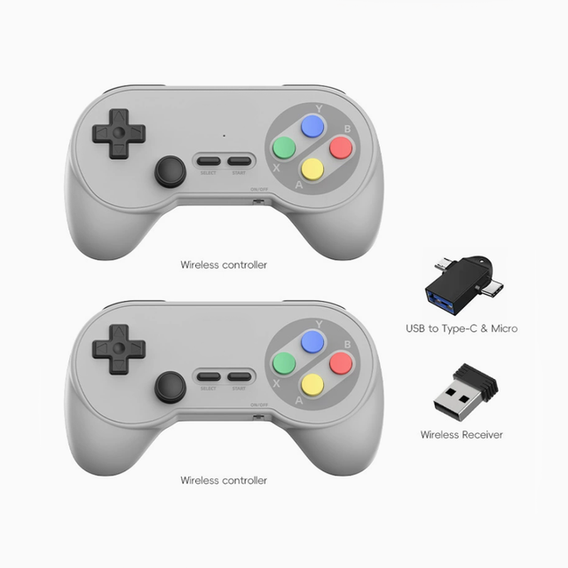 New Retro 2.4G Wireless Dual Gamepad Joystick for PC/Android/Linux 2-Player Computer Game Controller with 2 PCS Adapters
