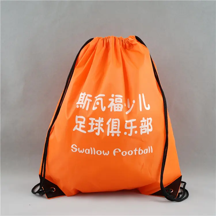 卸売カスタムカラフルECOナイロンポリエステル巾着袋ポケットロープスポーツバックパックバッグ