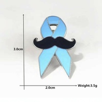 Pin de Solapa de Aleación de Zinc Azul para Hombre, con Diseño de Bigote y Cinta Pequeña, para Concienciación sobre VIH, Salud y Prevención del Cáncer