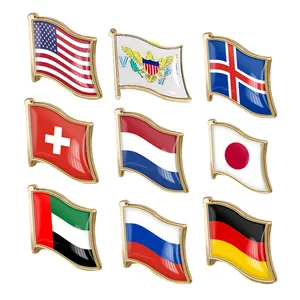 Sıcak satış toptan özel Metal süblimasyon boş bayraklar yaka iğnesi rozet  sert yumuşak emaye broş ülke bayrağı Pin