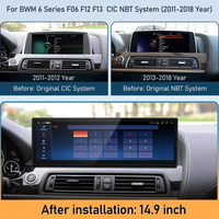 Lecteur multimédia Android pour voiture 14,9 pouces, navigation GPS, unité principale de tableau de bord, BMW Série 6 F06 F12 F13, caméra de recul sans fil