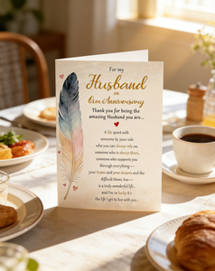 Carte d'anniversaire premium en aquarelle avec plume pour mari, cadeau d'anniversaire de mariage et carte de vœux d'<span class=keywords><strong>amour</strong></span> pour lui - Product Image 4