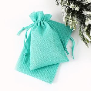 Hot Sale Custom Logo Silk Screen Printed Eco Friendly 10x18cm Small <b>Pouch</b> Jute Cotton Burlap <b>Drawstring</b> Gift Bag Handles Package - Product Image 3