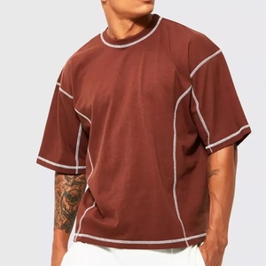 T-<span class=keywords><strong>shirt</strong></span> surdimensionné en coton 100% OEM T-<span class=keywords><strong>shirt</strong></span> vierge personnalisé avec coutures contrastées T-<span class=keywords><strong>shirt</strong></span> coupé et cousu pour hommes - Product Image 1