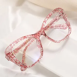 New Fashion Women TR Optical Frames Anti Blue Light Glasses Eyewear Trends Red Blue Orange Gradient Color UV400 Computer Glasses