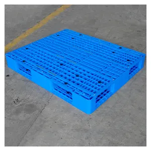 Double sided grid plastic pallet for warehouse stacking storage
