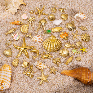 Galerie de charmes sur le thème de la vie marine |   Pendentifs en acier inoxydable plaqué or 18K PVD sur le thème de la vie marine pour la création de bijoux DIY |   Imperméable et durable - Product Image 4