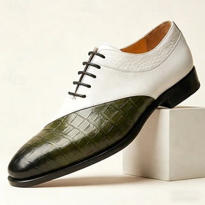 Chaussures habillées en cuir pour hommes, style Oxford, à talon bas, respirantes, avec blocs de couleur, grandes tailles 38 à 47 - Product Image 3
