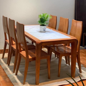 Juego de Comedor Contemporáneo con Sillas Tapizadas, Muebles de Comedor de Lujo con Mesa de Mármol para el Hogar y la Cocina - Product Image 6