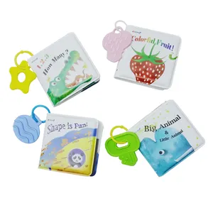 New Design Floating Mini Baby Bath Book Set with Teether, Soft Book For Kids To Learn Number, Shape, Animal & Color