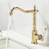 Robinet de lavabo antique français en laiton, monotrou, à monocommande, avec cartouche céramique, rotatif, pour chambre, salle de bain, WC