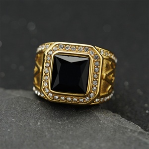 Vintage <b>Titanium</b> Steel <b>Ring</b> Gold Plated rainbow Gemstone <b>Ring</b> Jewelry - Product Image 2